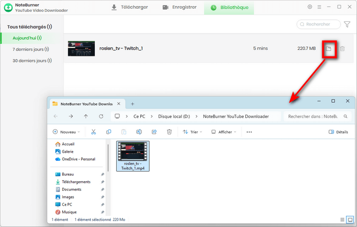 Retrouver la vidéo enregistrée