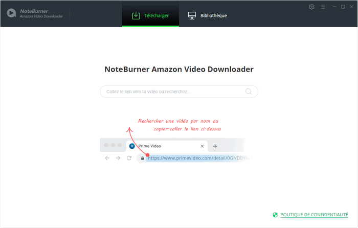 Interface principale de NoteBurner Amazon Video Downloader pour Windows
