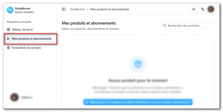 Espace client - Afficher la licence
